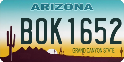 AZ license plate BOK1652