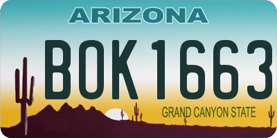 AZ license plate BOK1663