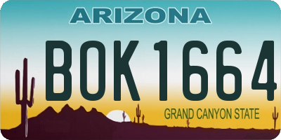 AZ license plate BOK1664