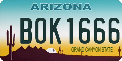 AZ license plate BOK1666