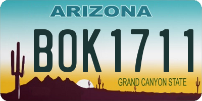 AZ license plate BOK1711