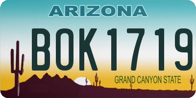 AZ license plate BOK1719