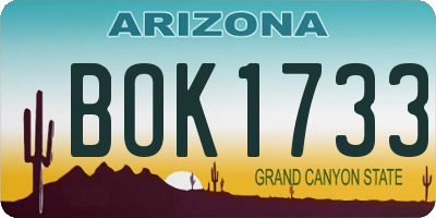 AZ license plate BOK1733