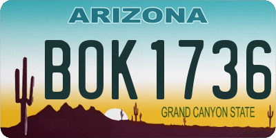 AZ license plate BOK1736