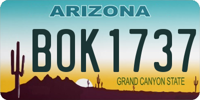 AZ license plate BOK1737
