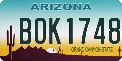 AZ license plate BOK1748