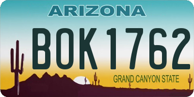 AZ license plate BOK1762