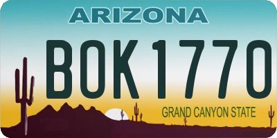 AZ license plate BOK1770