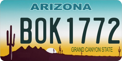 AZ license plate BOK1772