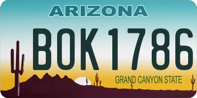 AZ license plate BOK1786