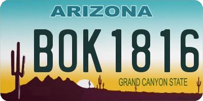 AZ license plate BOK1816