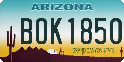 AZ license plate BOK1850