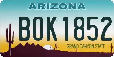 AZ license plate BOK1852