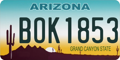 AZ license plate BOK1853