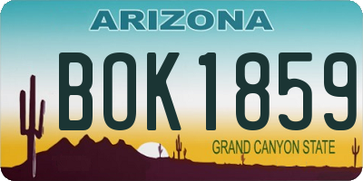 AZ license plate BOK1859