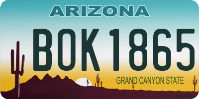 AZ license plate BOK1865