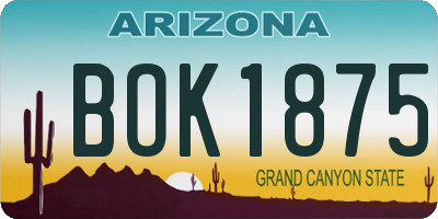 AZ license plate BOK1875