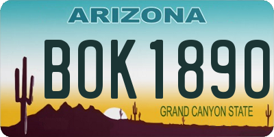 AZ license plate BOK1890