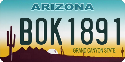 AZ license plate BOK1891