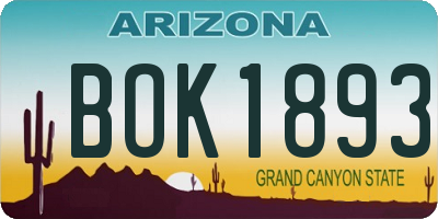 AZ license plate BOK1893