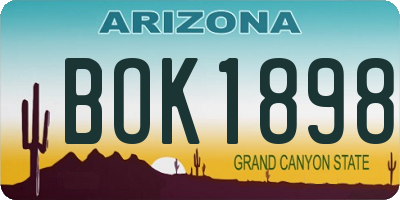 AZ license plate BOK1898