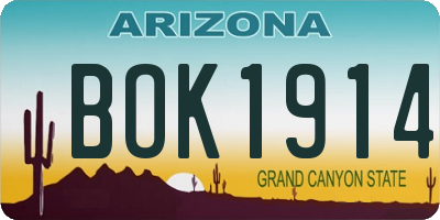 AZ license plate BOK1914