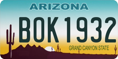AZ license plate BOK1932