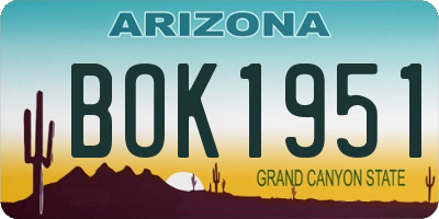 AZ license plate BOK1951
