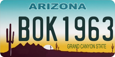 AZ license plate BOK1963