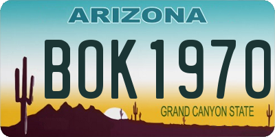 AZ license plate BOK1970