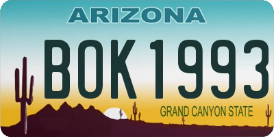 AZ license plate BOK1993