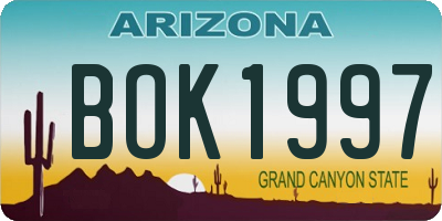 AZ license plate BOK1997