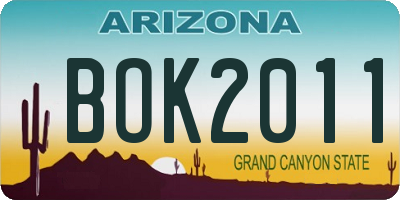 AZ license plate BOK2011