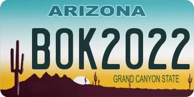 AZ license plate BOK2022