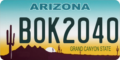 AZ license plate BOK2040