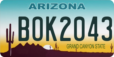 AZ license plate BOK2043
