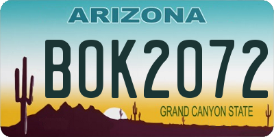 AZ license plate BOK2072