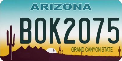 AZ license plate BOK2075