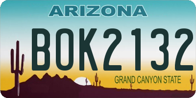 AZ license plate BOK2132