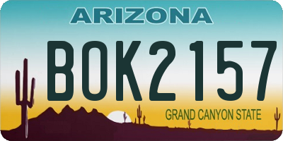 AZ license plate BOK2157
