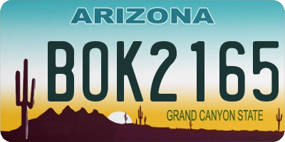 AZ license plate BOK2165
