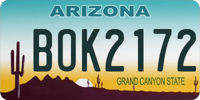 AZ license plate BOK2172