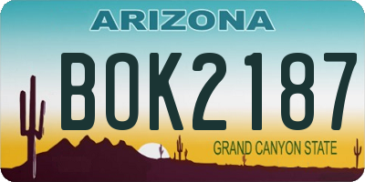 AZ license plate BOK2187