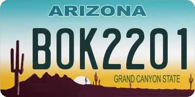 AZ license plate BOK2201