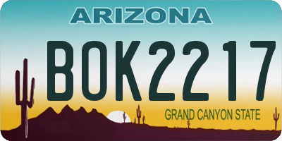 AZ license plate BOK2217