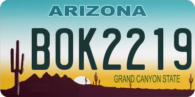 AZ license plate BOK2219