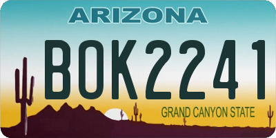 AZ license plate BOK2241