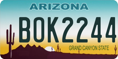 AZ license plate BOK2244