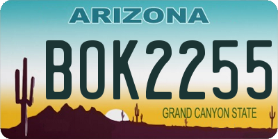 AZ license plate BOK2255