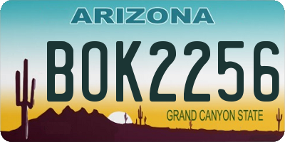 AZ license plate BOK2256